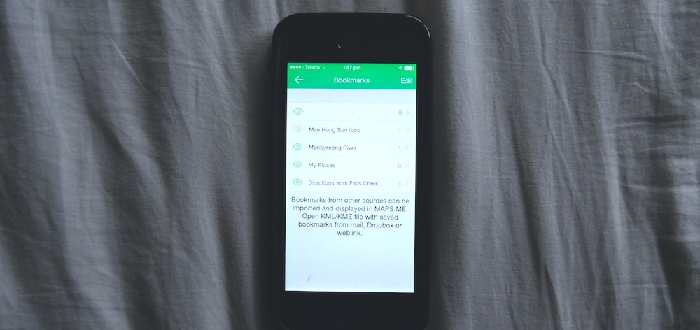 Maps.me import bookmarks